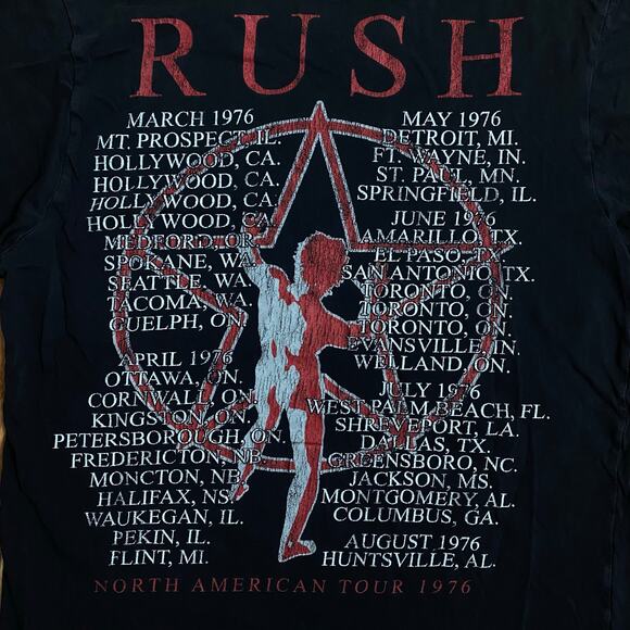Rush 2112 Tour 1976 Reprint Starman Band Tee Shirt Small - Picture 4 of 5
